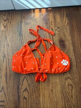 Clemson Tigers Polka Dot Halter Bikini Top Size Medium